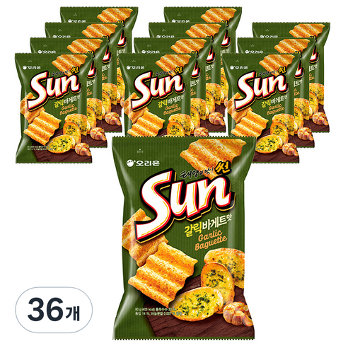 썬 태양의 맛 갈릭바게트맛, 80g, 36개