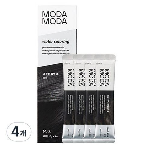 모다모다 더 순한 물염색 4p, 블랙, 4개