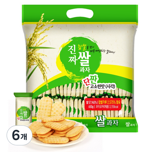 진짜 쌀과자 사각, 650g, 6개