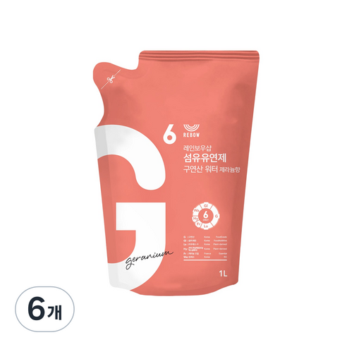 구연산워터 제라늄향 리필, 1L, 6개