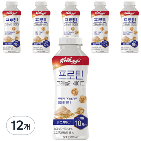 켈로그 프로틴그래놀라 쉐이크 미숫가루맛, 50g, 12개