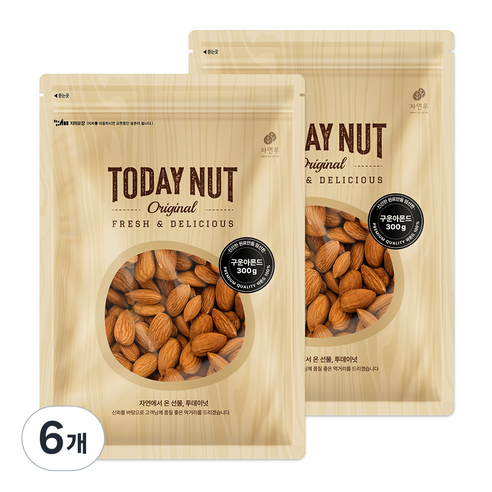 투데이넛 구운아몬드, 300g, 6개