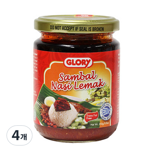 GLORY 나시르막 삼발 소스, 250g, 4개