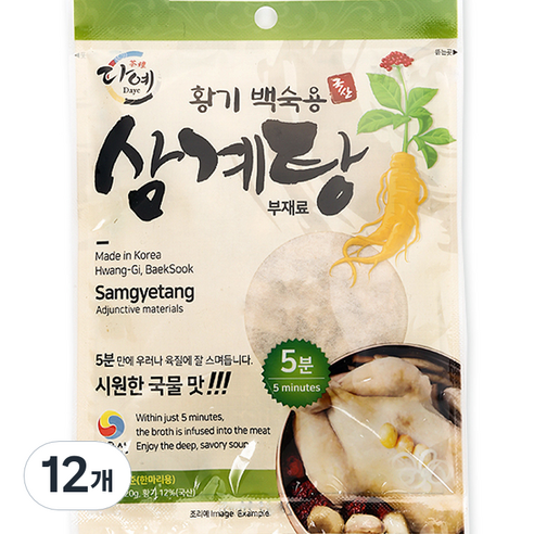 다예 황기 백숙용 삼계탕 부재료, 12개, 20g
