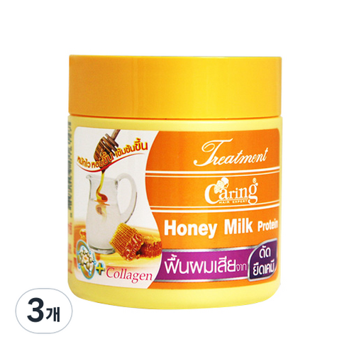 케어링 허니밀크 헤어 트리트먼트 대용량, 500ml, 3개