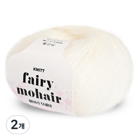니뜨 페어리 모헤어 뜨개실 25g, 크림, 2개