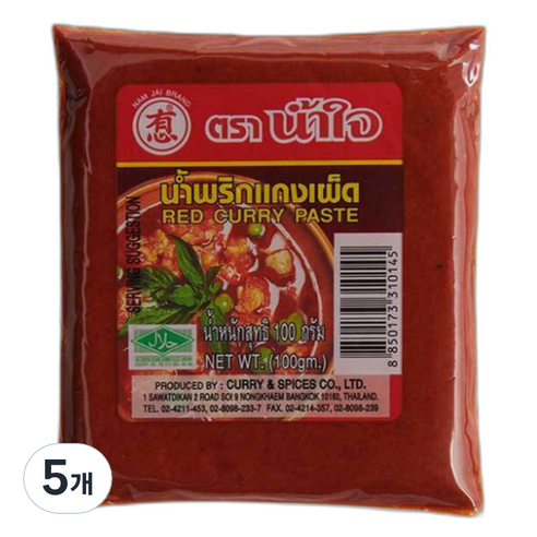 남자이 태국 레드커리 페이스트, 100g, 5개