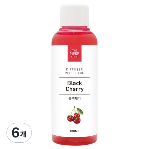 더허브샵 디퓨저 리필오일, 블랙체리, 100ml, 6개