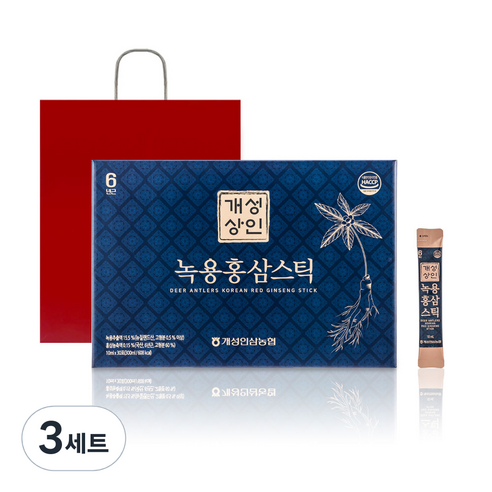 추석선물세트  개성상인 녹용 홍삼 스틱 30개입 + 쇼핑백, 300ml, 3세트