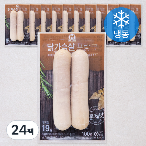 미트리 닭가슴살 프랑크 소시지 훈제맛 (냉동), 100g, 24팩