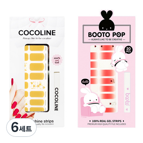 코코라인 붙이는 젤네일 스트립, COCO No 129, BOOTO No 19, 6세트