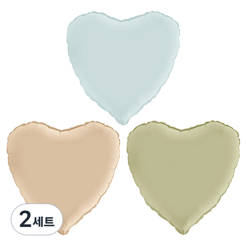 그라보벌룬 은박 하트풍선 3종 세트, 베이비블루, 크림, 올리브그린, 2세트