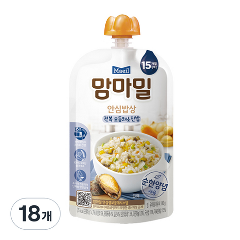 맘마밀 안심밥상 레토르트 이유식 140g, 전복 모듬채소진밥, 18개