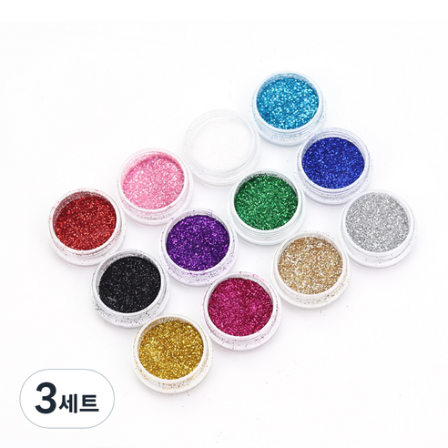 반짝이 가루 네일 글리터 12종 세트, 혼합색상, 3세트