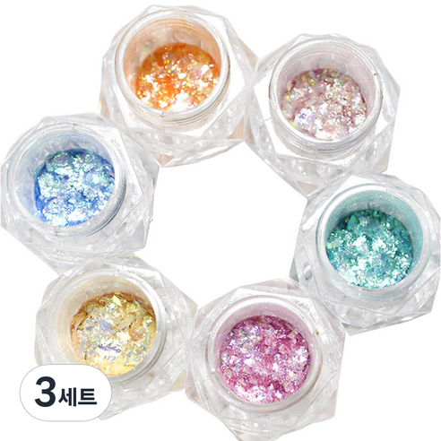 오로라 플레이크 글리터 6종 세트 KN-A4039, 3세트, 혼합색상