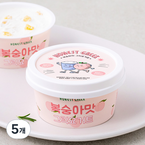 어니스트그릭 복숭아맛 그릭요거트, 100g, 1개입, 5개