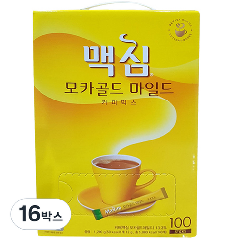 맥심 모카골드 마일드 커피믹스, 11.7g, 100개입, 16박스