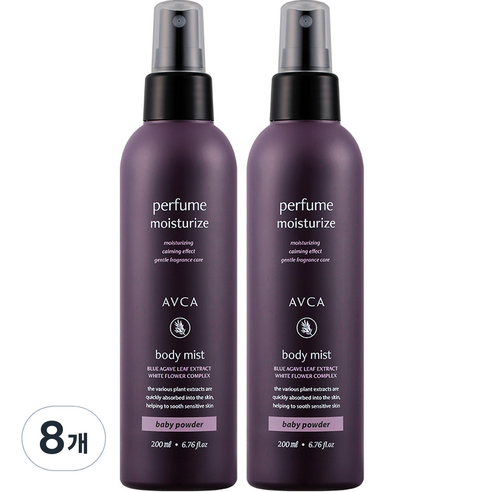 아브카 퍼퓸 대용량 바디 미스트 베이비파우더향, 8개, 200ml