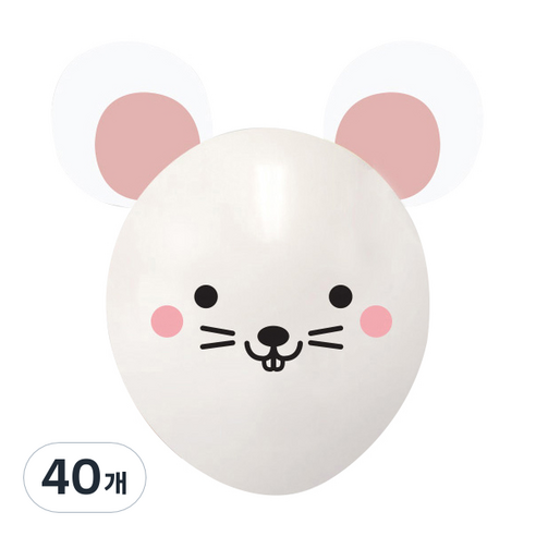 와우파티코리아 귀요미 생쥐 풍선, 화이트, 40개