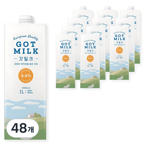 갓밀크 멸균우유, 1000ml, 48개