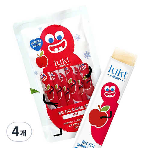 LUKT 킨디 얼려먹는 젤리 10p, 200g, 4개, 사과
