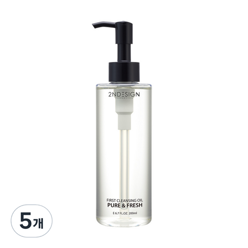 세컨디자인 퍼스트 클렌징 오일 퓨어 앤 프레쉬 블랙, 200ml, 5개