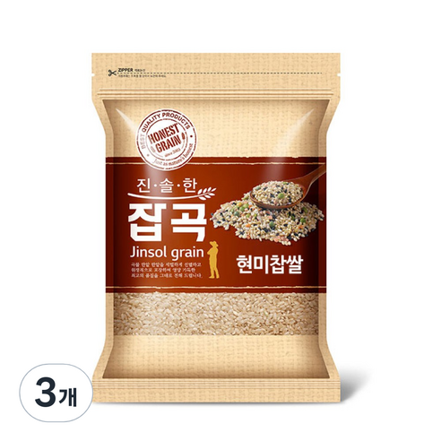 진솔그레인 국산 현미찹쌀, 1kg, 3개