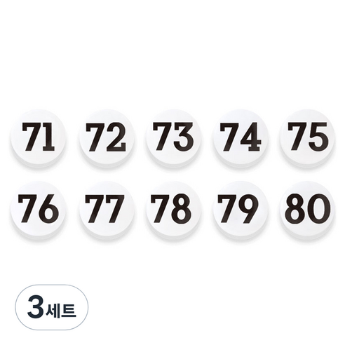 숫자 자석홀더 세트 중, 71번~80번, 3세트