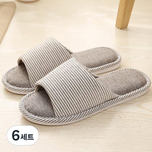 두발로 스트라이프 룸 인생 거실화, 브라운, 6세트