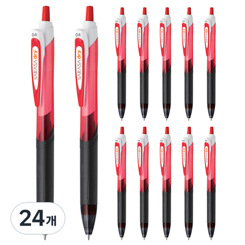 제브라 사라사드라이 젤잉크펜 0.4mm, 24개, 레드