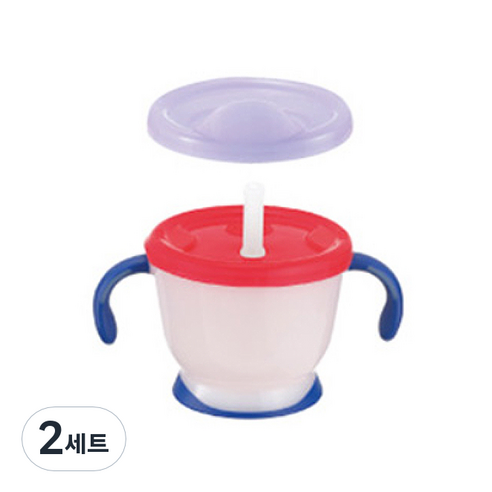 릿첼 AQ 첫걸음 머그 스텝업 빨대컵 세트 150ml, 2세트, 네이비블루