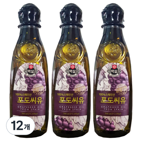 백설 포도씨유, 500ml, 12개