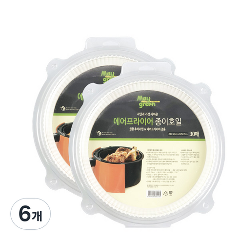 메이그린 에어프라이어 종이호일 24 x 2.7 cm 30p, 6개