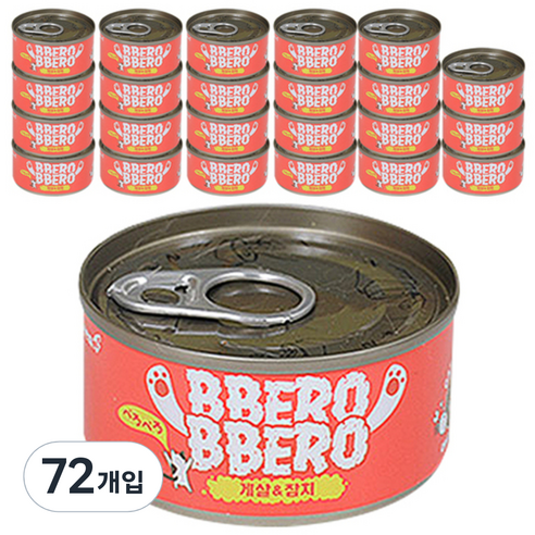 뻬로뻬로 간식캔, 게살 + 참치 혼합맛, 72개
