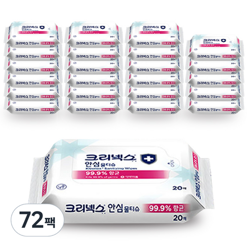 크리넥스 안심 물티슈, 20매, 72개