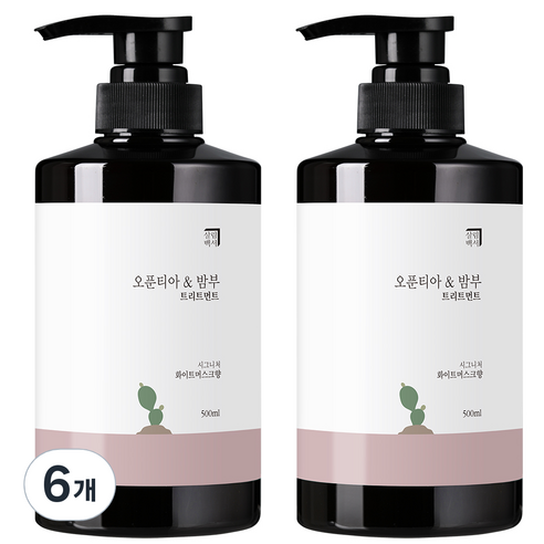 살림백서 오푼티아 앤 밤부 헤어트리트먼트 화이트머스크향, 500ml, 6개