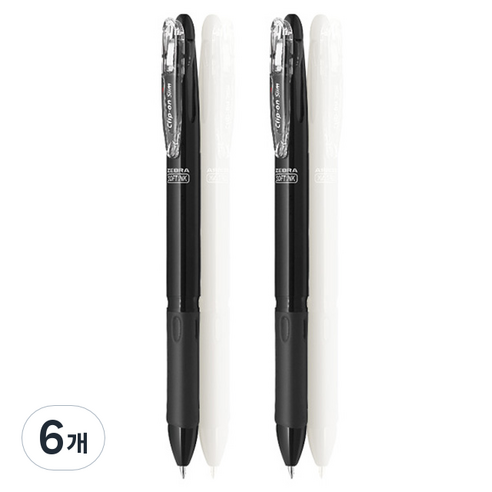 제브라 클립온 슬림 소프트 3C 3색펜 0.7mm, 블랙, 6개