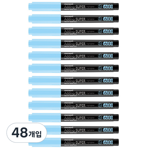 모나미 에딩슈퍼 600 파스텔 형광펜, 파스텔 블루, 48개입