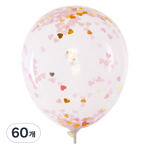 컨페티풍선 30cm, 큐티하트 핑크골드, 60개