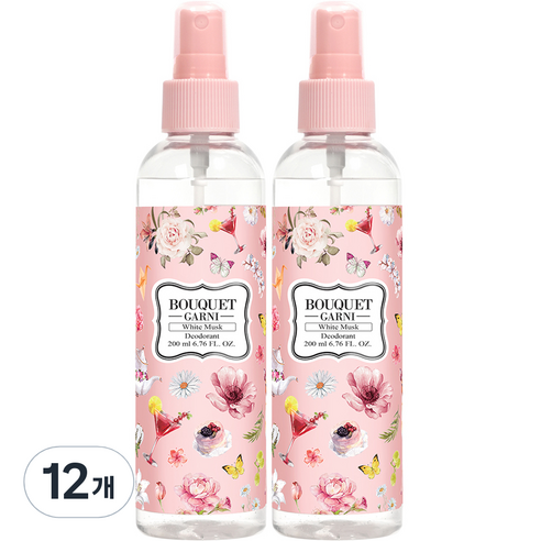 부케가르니 리프레쉬 스프레이 화이트머스크 데오드란트, 200ml, 12개