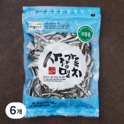 청해명가 사랑가득멸치 국물용, 150g, 6개