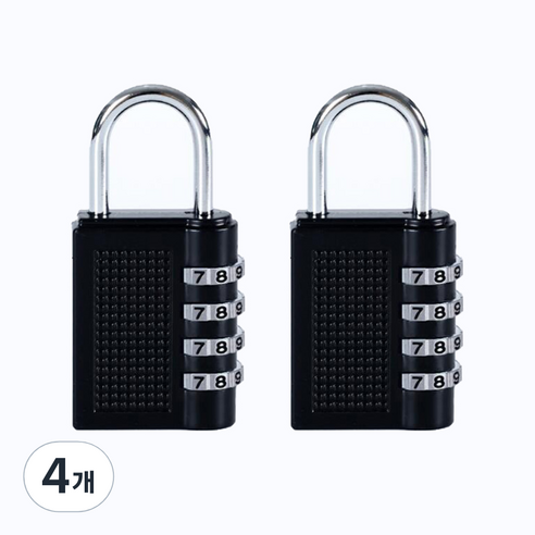 ROJI 4단 다이얼 비밀번호 자물쇠, 4개, 블랙