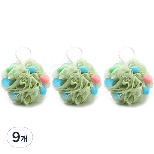 레인보우 버블 샤워볼, 그린, 1개입, 9개