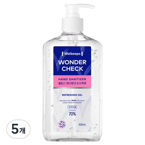 웰킵스 원더체크 손소독제, 500ml, 5개