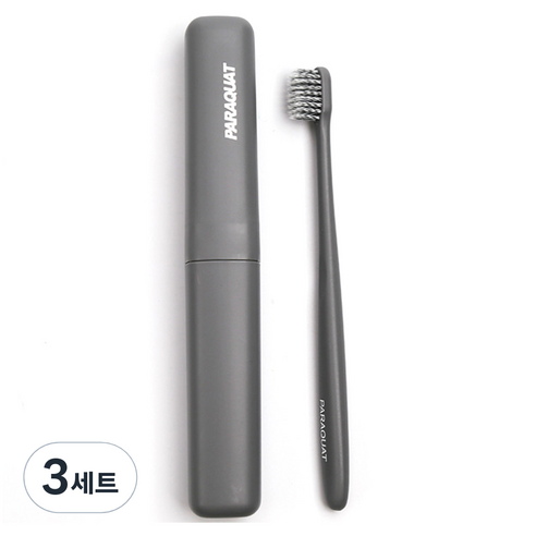 PARAQUAT 슬림 컬러 칫솔 + 케이스 세트 그레이, 3세트