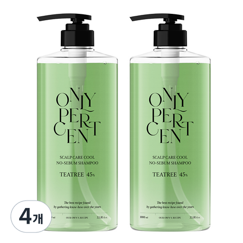 온리퍼센트 티트리 45 두피케어 쿨 지성 샴푸 시트러스 향, 4개, 1000ml