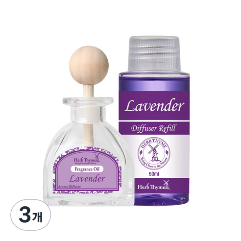 허브타임 차량용 디퓨저 50ml 라벤더, 3개