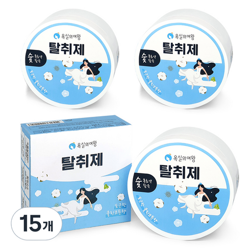 욕실의여왕 숯목초액함유 탈취제 클린코튼향 본품, 230g, 15개