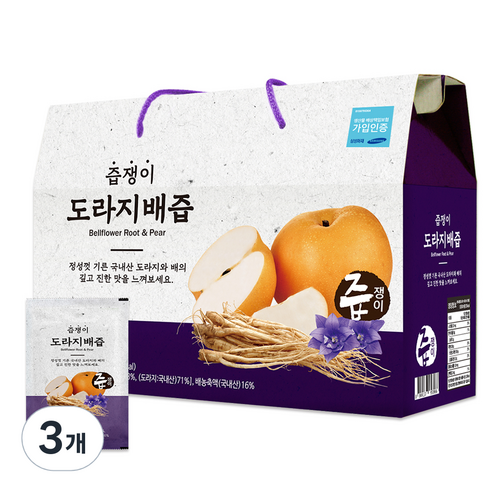 즙쟁이 도라지 배즙, 2.4L, 3개