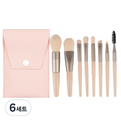 데일리프렌즈 연지네 미니 메이크업 브러쉬 8종 세트, 크림베이지, 6세트